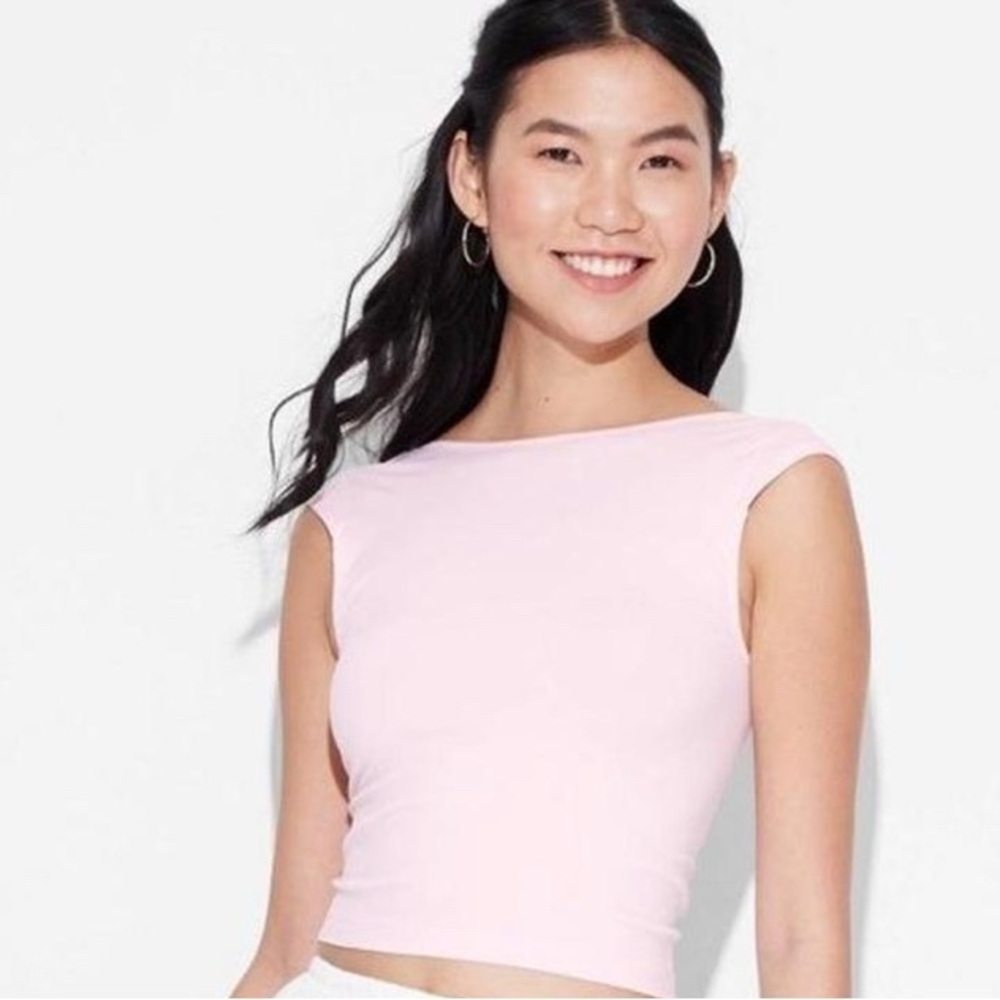Wild Fable Pink Sleeveless Back Scoop Neck Top - Picture 2 of 3